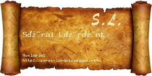 Sárai Lóránt névjegykártya